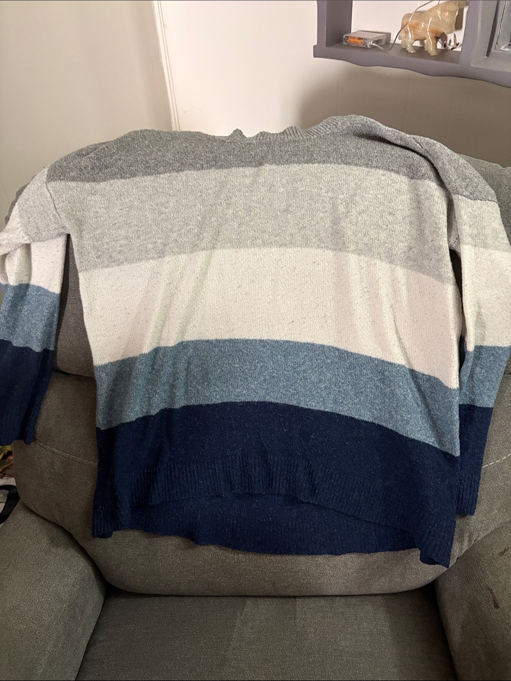 SO Striped Scoop Neck Sweater in Navy, Light Blue, Gray, Cream